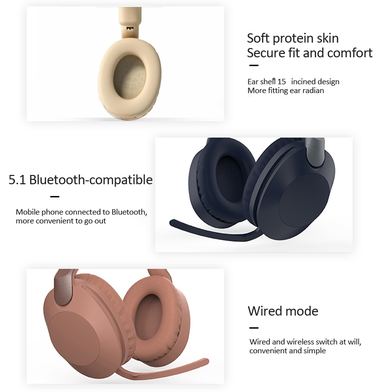 Bezprzewodowy zestaw słuchawkowy Bluetooth z mikrofonem Zestaw głośnomówiący HIFI Stereo BT5.1 Słuchawki douszne do rozmów i muzyki
