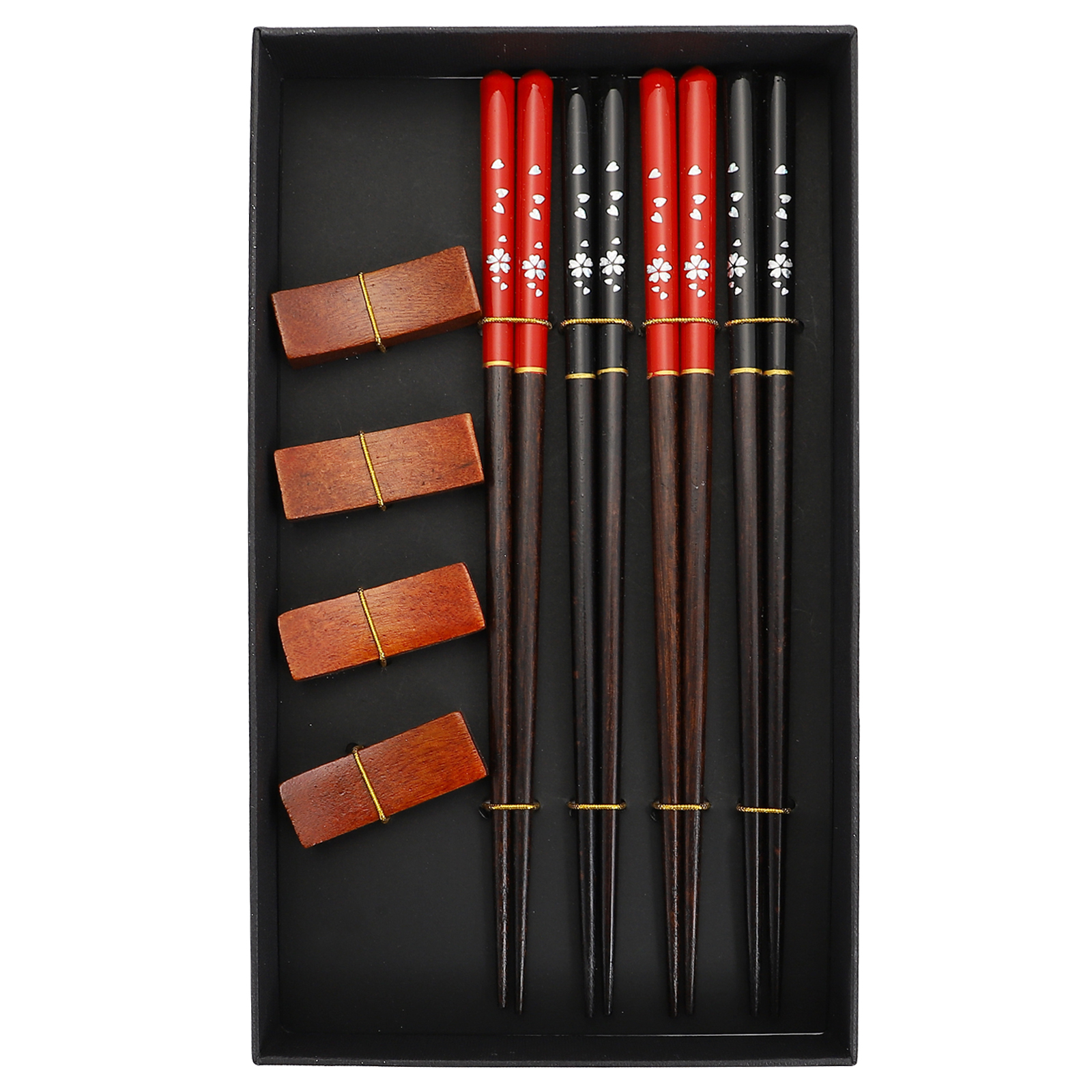 1 Set Wooden Chopsticks 4 Pairs Of Chopsticks Chopstick Holder