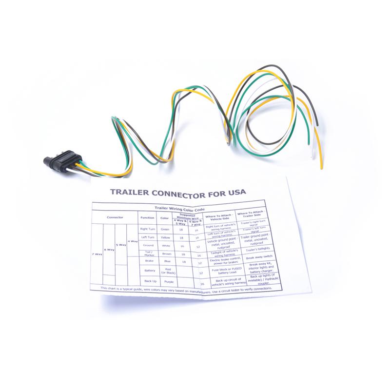 100cm 4-Way 4-Pin Trailer Wire Extension Flat Connector Plug and Socket Trailer Wiring Harness