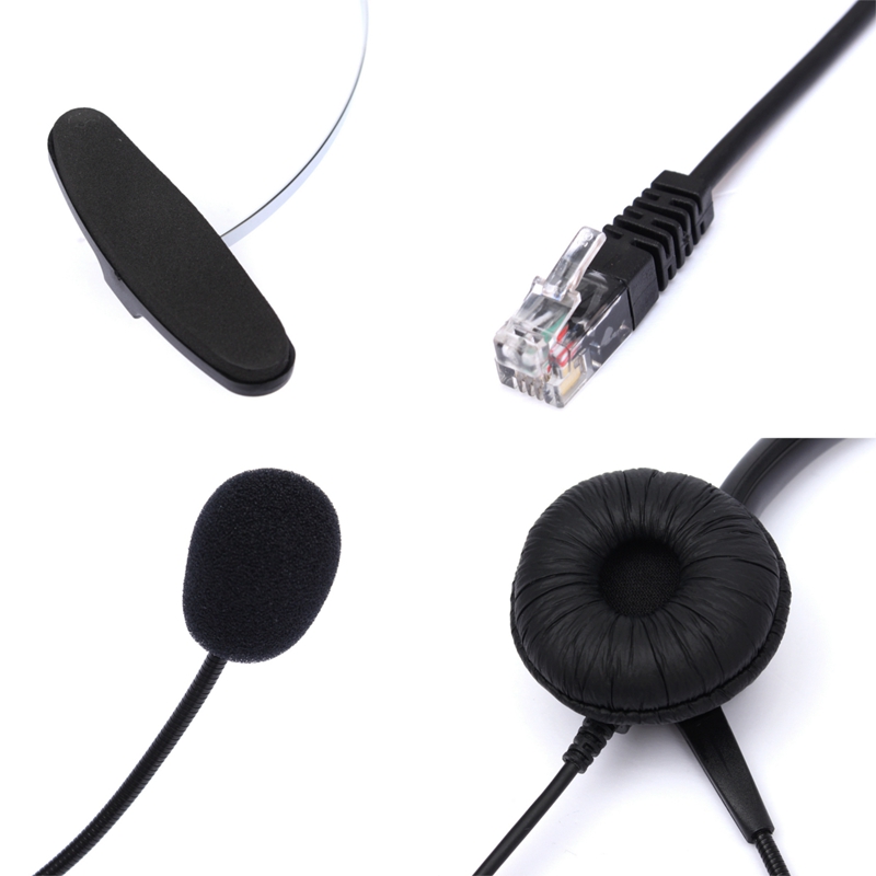 Casque téléphonique RJ11 anti-bruit réglable Microphone écouteur casque avec micro pour Center d'appels de bureau