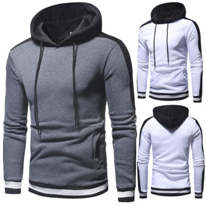 Spring Autumn Hoodies Men Pullover Solid Gray White Sportswear Sweatshirt Men's Tracksuits Hoodies Teen Clothes With Hat