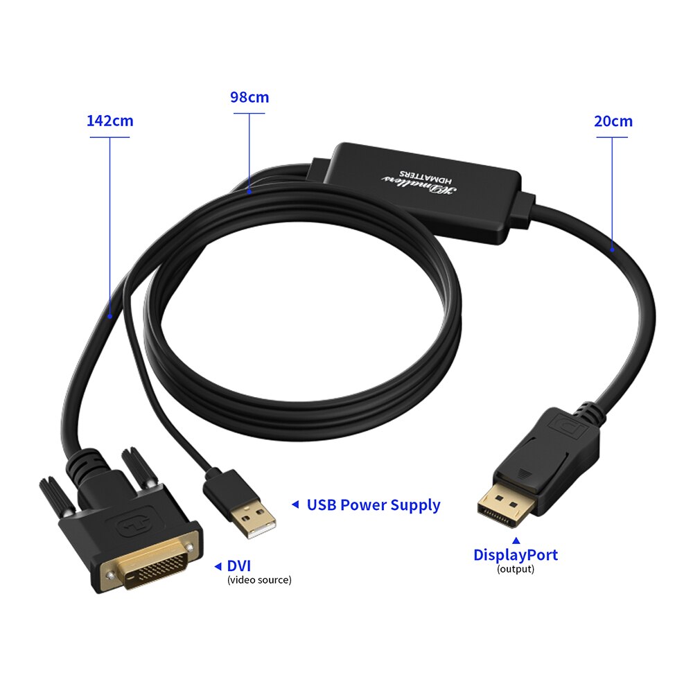 DVI to Displayport adapter cable input DVI to DisplayPort out for PC laptop with DVI port to Display with DisplayPort port