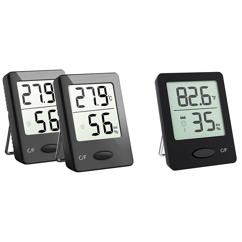 Vochtigheid Gauge, Kamer Thermometer Hygrometer, Mini Indoor Thermometer Met Air Comfort Indicator, Zwart