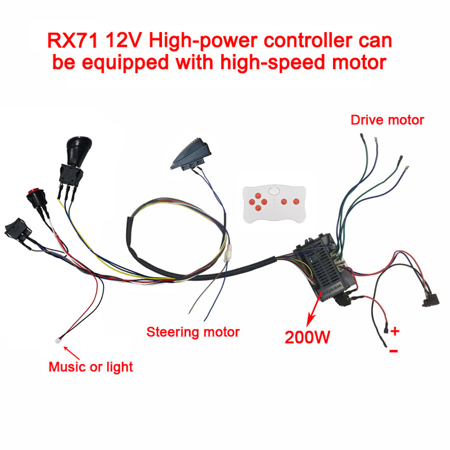 Coche eléctrico para niños DIY modificado, kit de cables y interruptor con control remoto Bluetooth 2,4G y controlador para coche eléctrico de bebé hecho a sí mismo: Morado