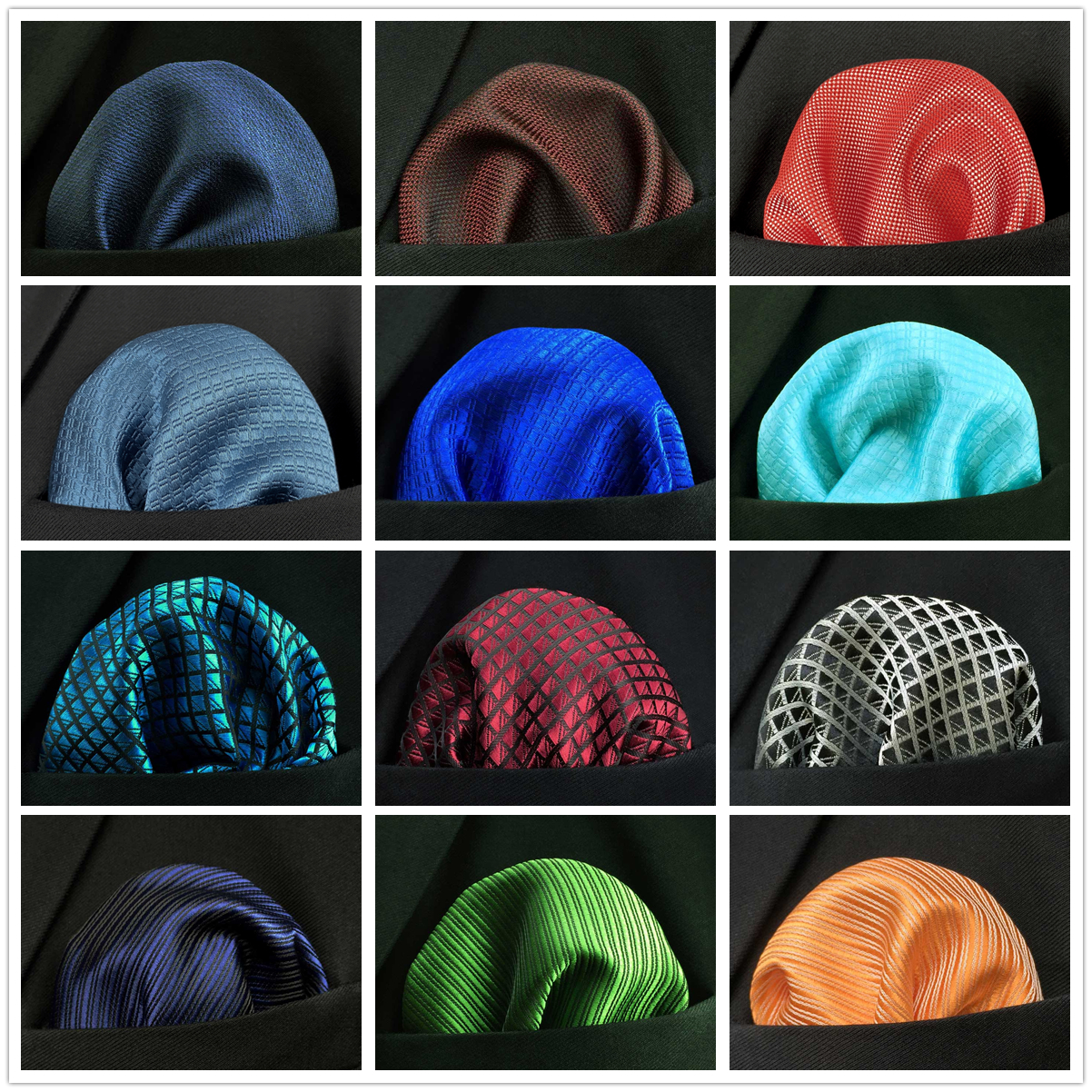 Colorido sólido azul masculino bolso quadrado casamento seda verde moda lenço festa hanky dropshipping presente