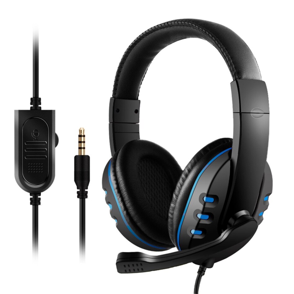 3.5mm hovedmonterede kabel-headset til gaming headset støjreduktion mikrofon lydstyrkekontrol til pc laptop  ps4 smartphone: Blå