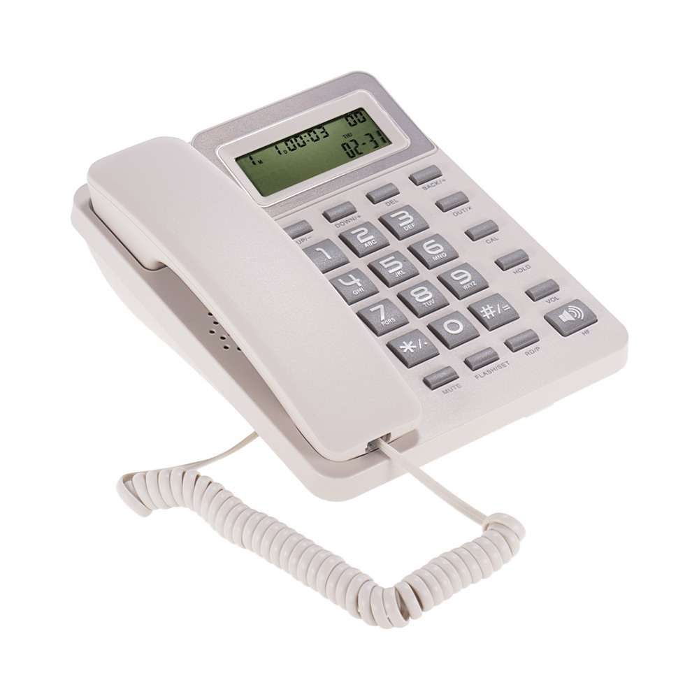 Desktop Corded Landline Phone Fixed Telephone with LCD Display Mute/ Pause/ Hold/ Flash/ Redial/ Hands Free/ Calculator Function
