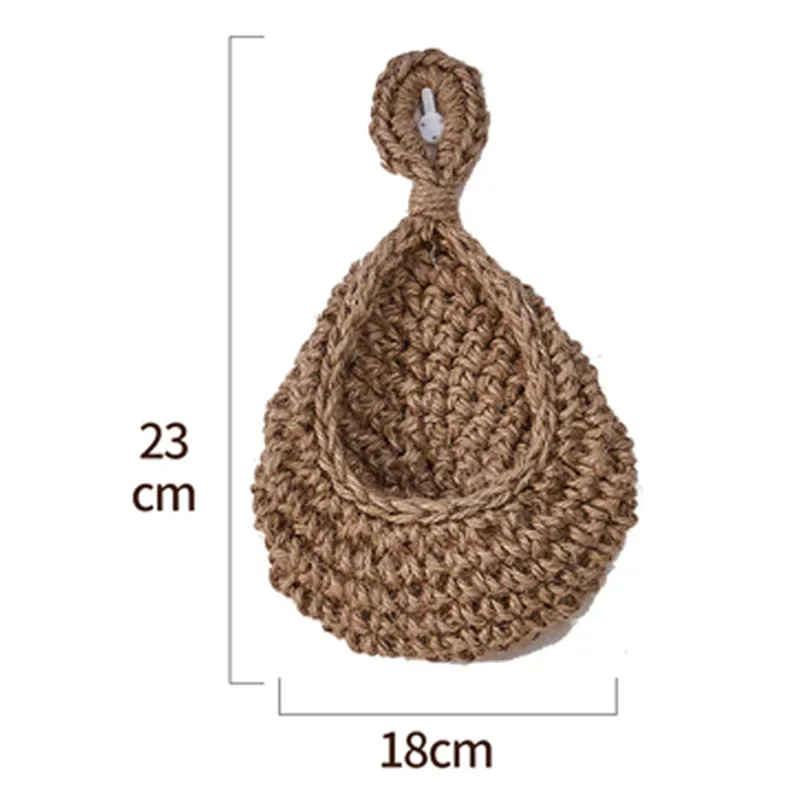 Hangende muur groente fruitmand organisator container decor voor keuken tuin mount muur plant bloem ui opslag handgeweven: Roze
