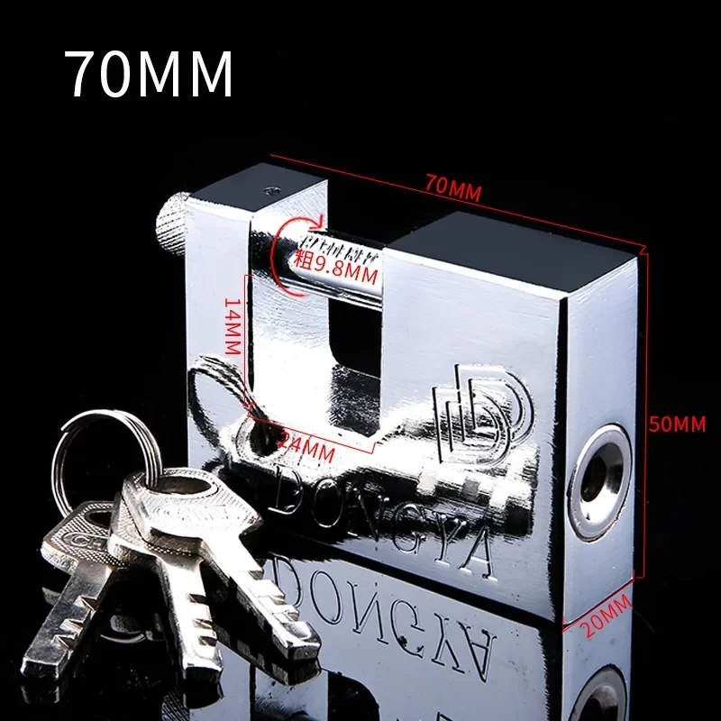 Padlock with Key, High Security 3 Keys Heavy Duty D-Shaped lock - Protect Garage Door, Containers, Gate and Warehouse: Silver
