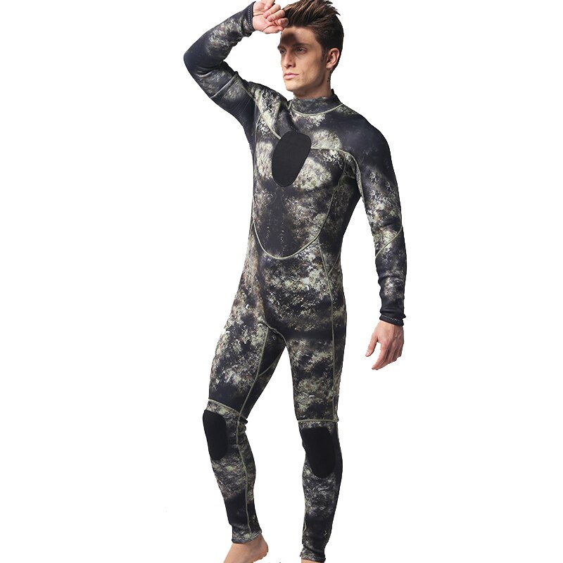 3mm Full Body Long Sleeve SCR Men Camouflage Neoprene Scuba Diving Wetsuit Spearfishing Wetsuit: Camouflage 002 / XL