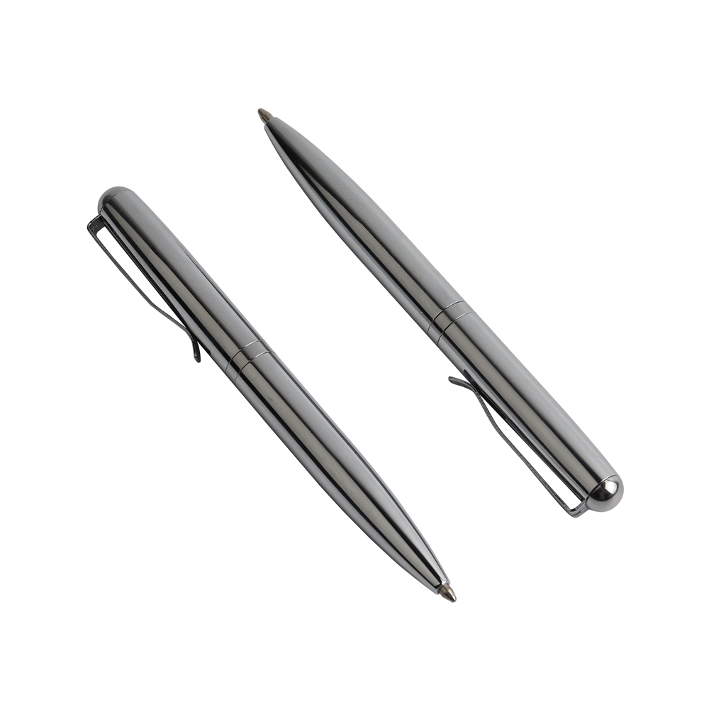 Mini Penna A Sfera Tascabile In Acciaio Inox Rotante - Punta Media 0.7mm, Inchiostro Nero, Design Elegante Argento, Ricaricabile Con Mine Standard, Regalo Ideale Per Ufficio E Uomini D'Affari - 6