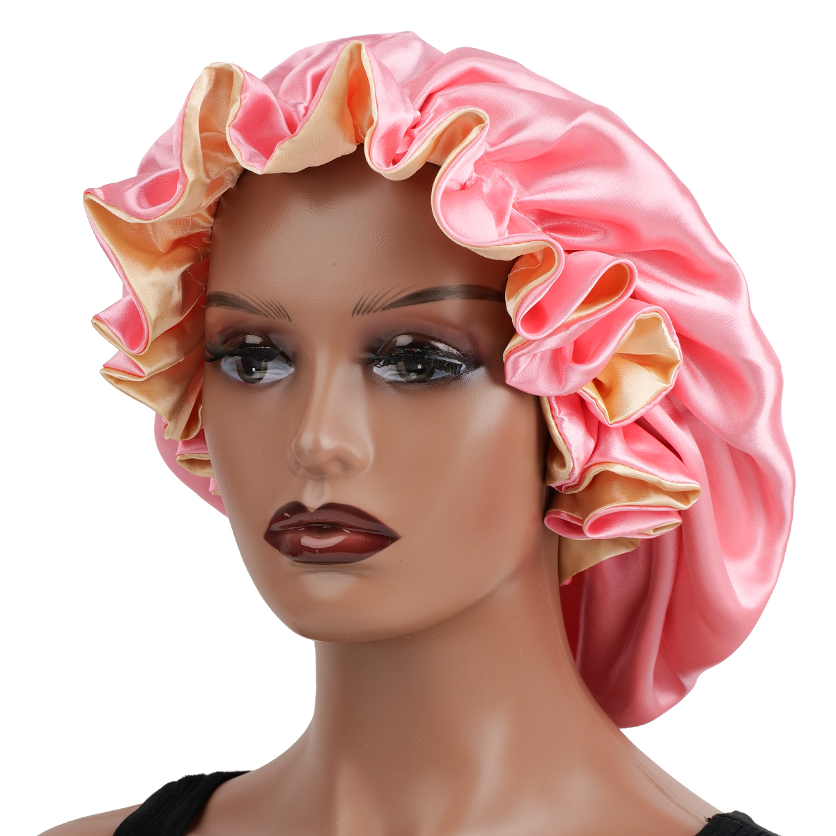 Gorro de cabelo de renda reversível de camada dupla para mulheres e homens | Boné noturno respirável para dormir, proteção para cabelos cacheados: YELLOW