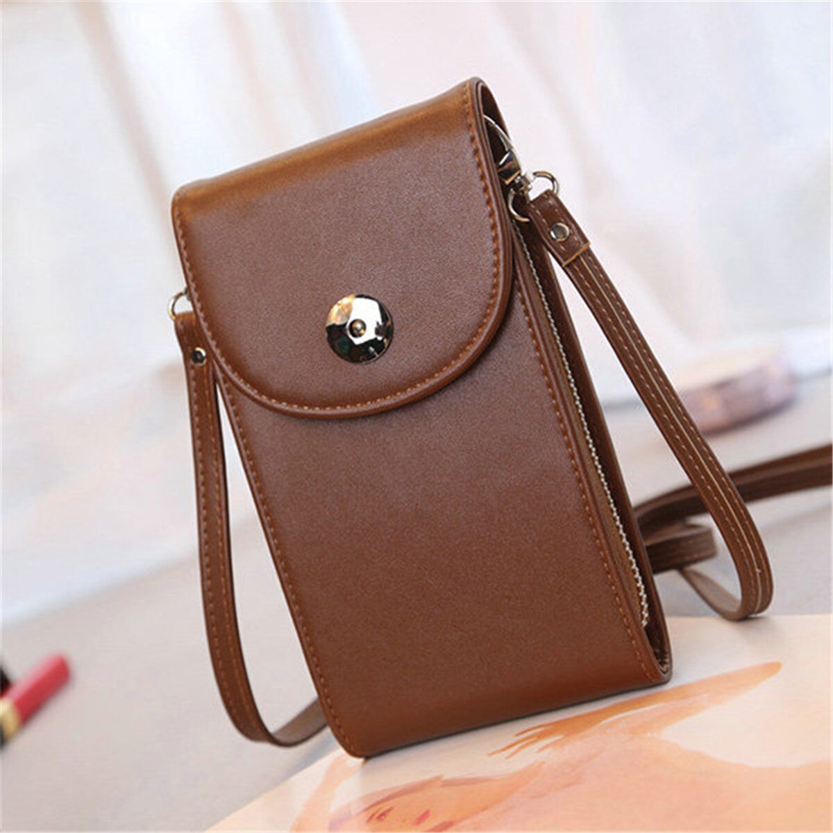 Petits sacs à bandoulière pour femmes sacs à main coréen Mini sac sacs de téléphone portable décontracté dames rabat sac à bandoulière féminin Bolsa: Brown