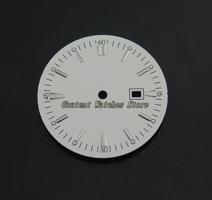 35mm Steriele Wijzerplaat Fit Mingzhu 2813/3804 beweging heren Horloge Gezichten: P427-White