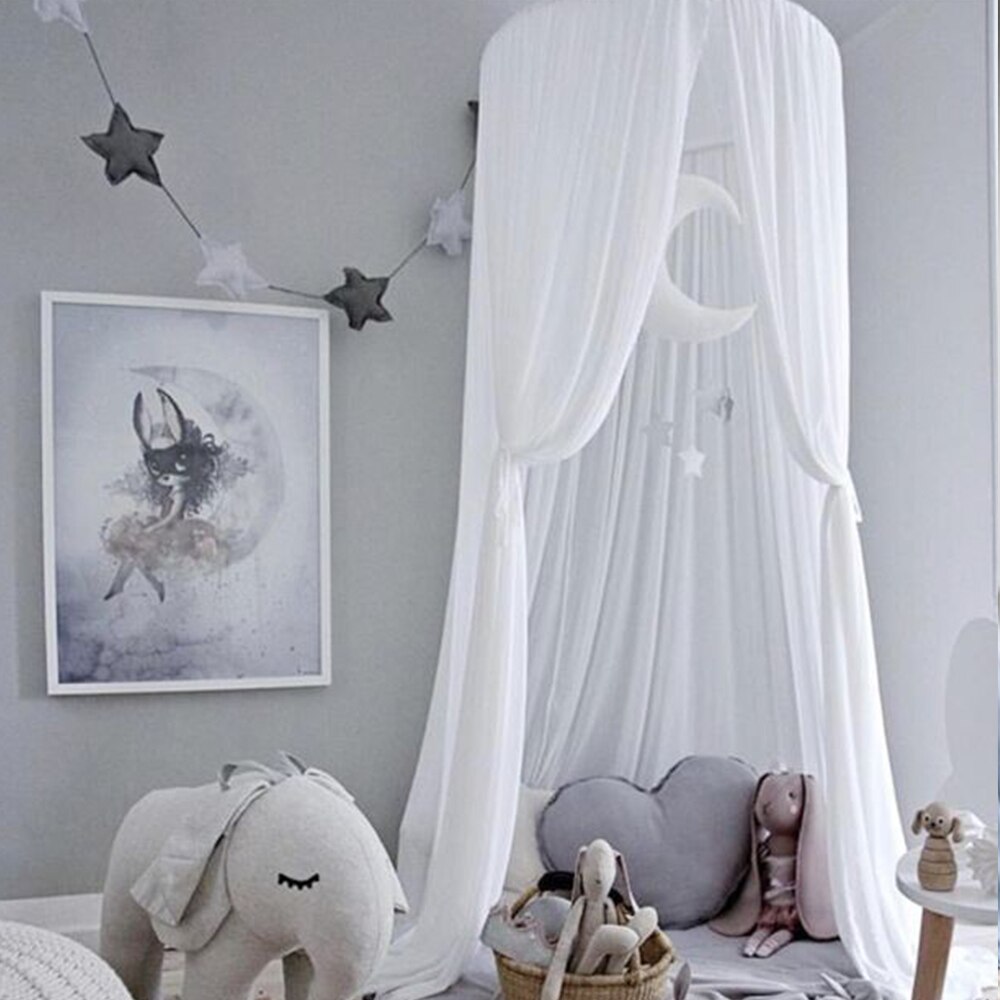 Okrągłe łóżko z baldachimem dla dziewczynki łóżeczko dziecięce zasłona koronka namiot Tipi dzieci bawią namiot Tipi dom Dome Hang Tenda Infantil pokój dziecięcy