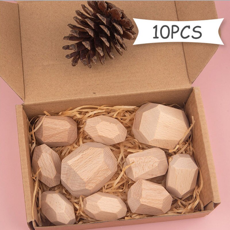 Di Legno colorato Pietre Giocattoli di Legno Blocchi di Costruzione Blocchi di Bilanciamento Impilabile Gioco Arcobaleno di Pietra Colorata Educativi Giocattoli Di Puzzle: 10pcs B set box