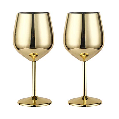Rustfrit stål kobberbelagt enkeltlags bæger anti-fald glas cocktailglas 500ml vinkopper champagneglas: 2 stk guld