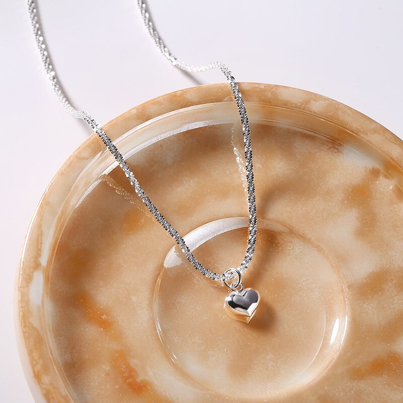 Foxanry 925 collana con timbro per donna estate nuova Trendy elegante semplice catena scintillante dolce amore cuore gioielli da sposa