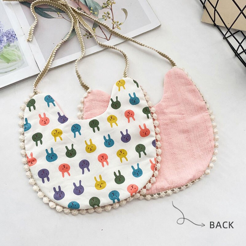 Double Side Katoen Linnen Slabbers Vintage Bloemen Tassel Pasgeboren Speeksel Handdoek Baby Peuter Diner Feeding Slabbetjes Burp Doeken: rabbit