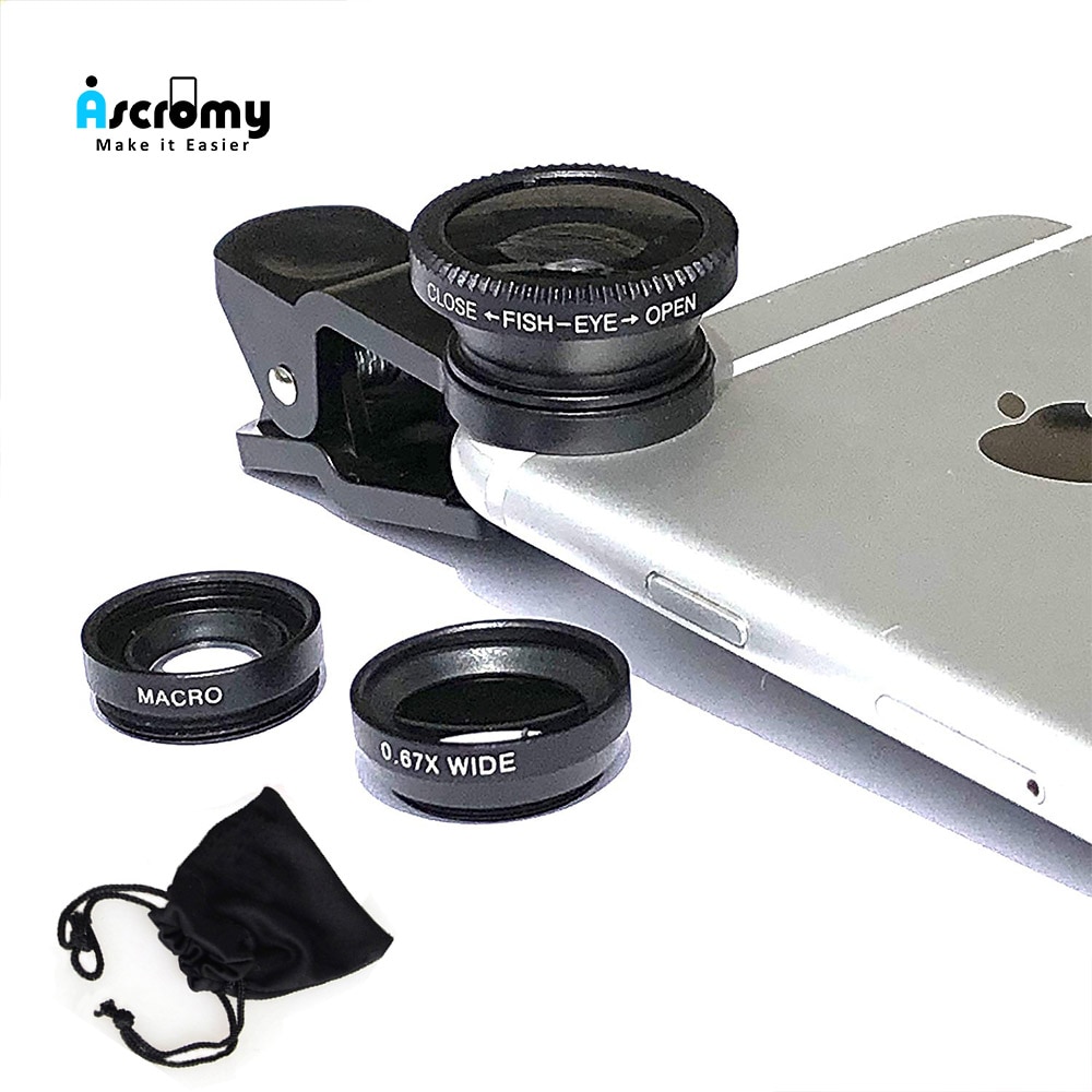 Ascromy Groothoek Telefoon Zoom Lens Voor Smartphone Fisheye Lenzen Camera Lentes Kits Met Bluetooth Voor Huawei iPhone Samsung