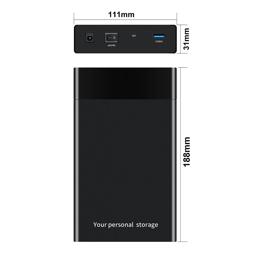 2.5" 3.5" HDD Disk Case 3.5 HDD Enclosure Case SATA To USB3.0 External Hard Drive Enclosure Reader Support UASP 10TB Drives