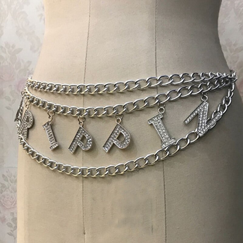 Briefe Kette Gürtel Für Frauen Kleid Taille Silber Gold Gürtel Weibliche bund Damen Kleid Metall gürtel Halskette Riem