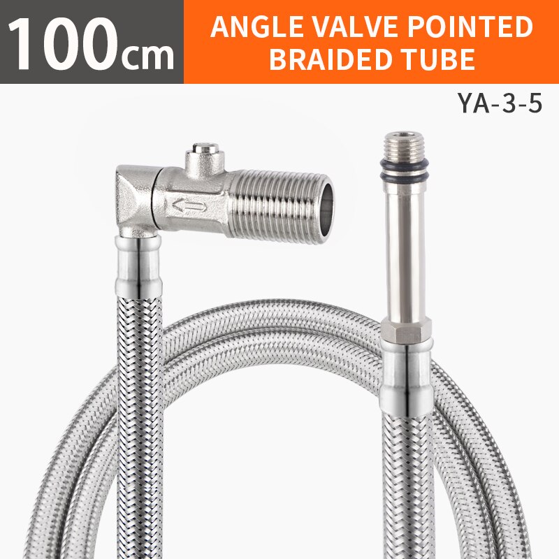 And Cold Water Faucet Inlet Pipe Angle Valve Pointed Stainless Steel Braided With Check Valve Integrated Hose: Length- 100cm