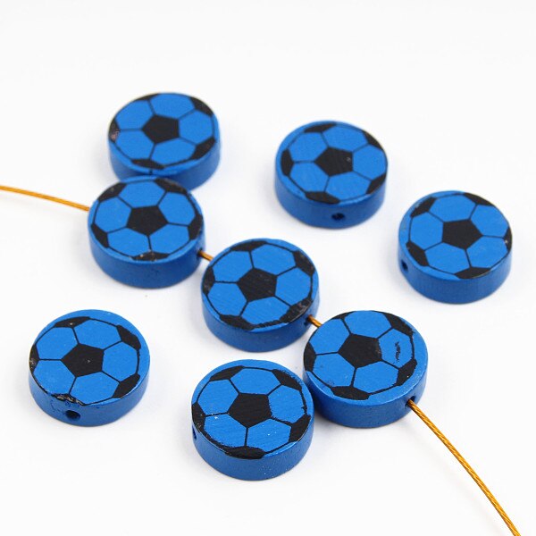 Cute Football Pattern 20Pcs Lead-Free Wood Beads For Jewelry Making Accessories Bracelets DIY Craft For Child 20mm: Color 4