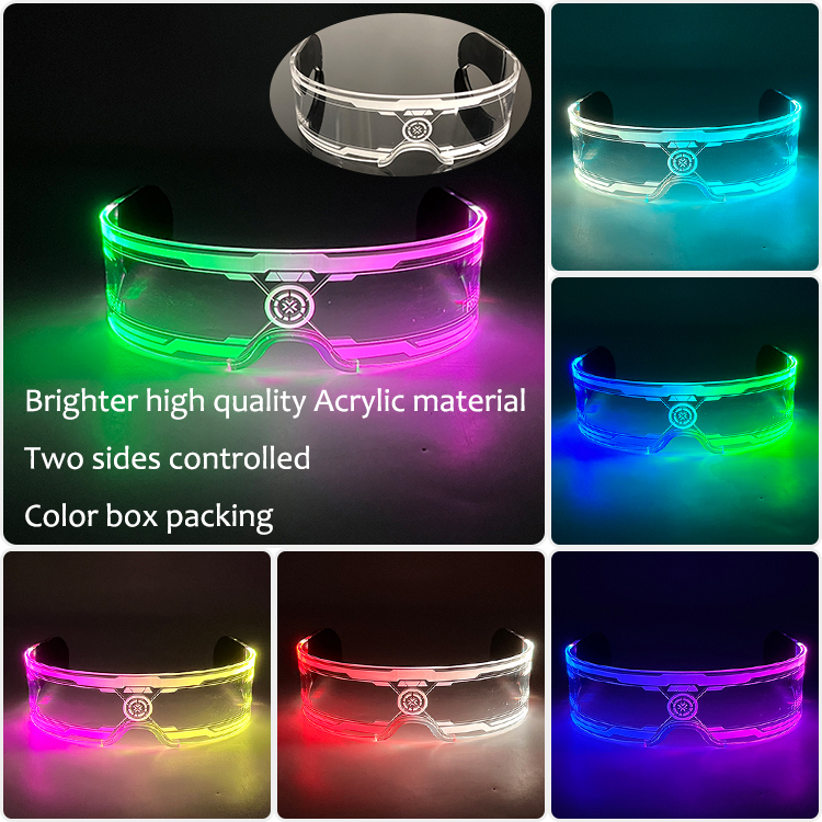 Gafas luminosas LED para de cumpleaños, lentes de neón con luz brillante de colores, accesorios intermitentes para Mascarada y concierto, Rave: Amarillo claro