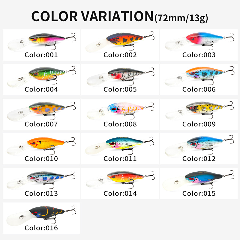 MSEASFREE Señuelo de pesca flotante Minnow, cebo duro Artificial, sonajero de 72mm y 13g, Wobblers de agua dulce para Lucio, aparejos de pesca