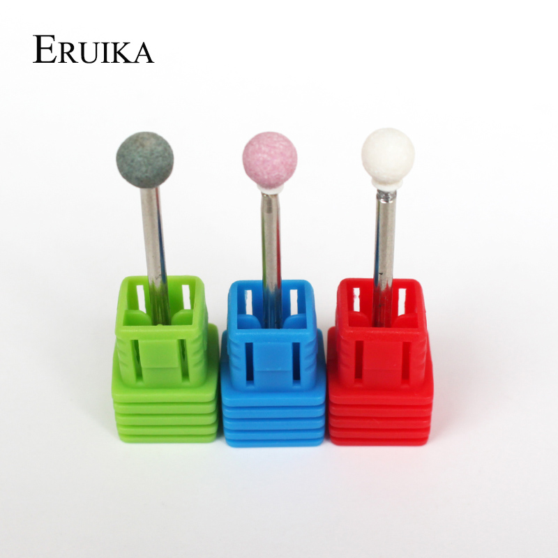 ERUIKA-Bola de piedra de cerámica, broca afilada para uñas, aparato eléctrico Korund matiual para accesorios de manicura, herramientas para uñas, 1 ud.