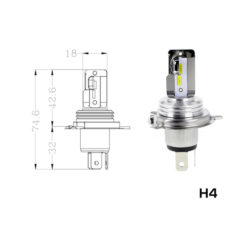 Senzeal-bombilla LED para faro de motocicleta, luz para motocicleta, 1600LM, 6500K, 1860, Chip HS1, Faro de Moto AC 11-48V DC 11V-60V: H4