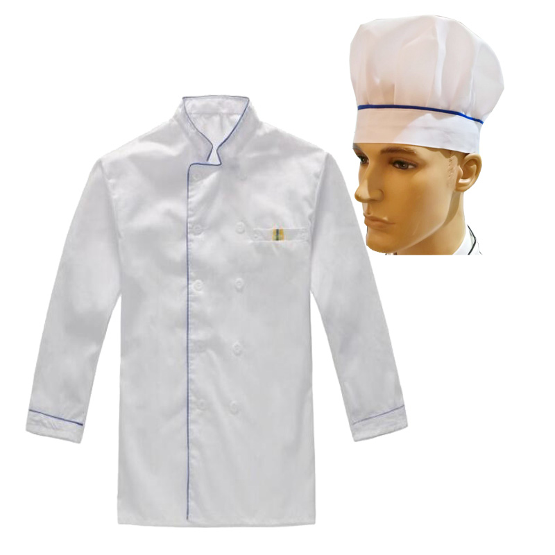 Chef's Uniform Work Wear Uniforms Chef's Whites Unisex Chef Coat Kitchen Short Long Sheeve Chef Jacket for Men and Women: R47-BL / L