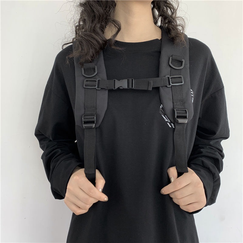 Mochila resistente al agua para mujer, bolso escolar grande en color negro con bandoleras, accesorios de estudiantes, adolescentes y chicas, nueva tendencia