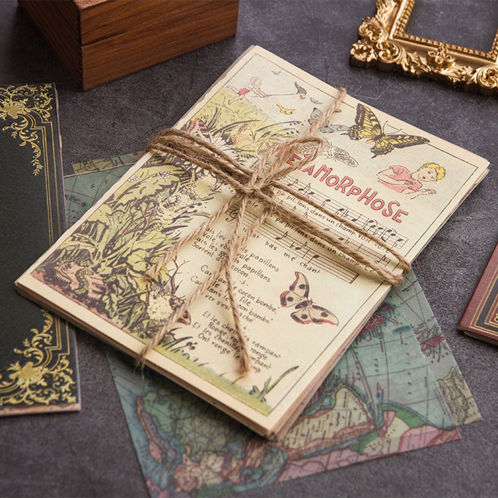 Pages de livre rétro médiéval, lot de 10 feuilles, série de poésie du moyen age, Collage de papier matériel DIY, statique d&#39;arrière-plan pour Scrapbooking