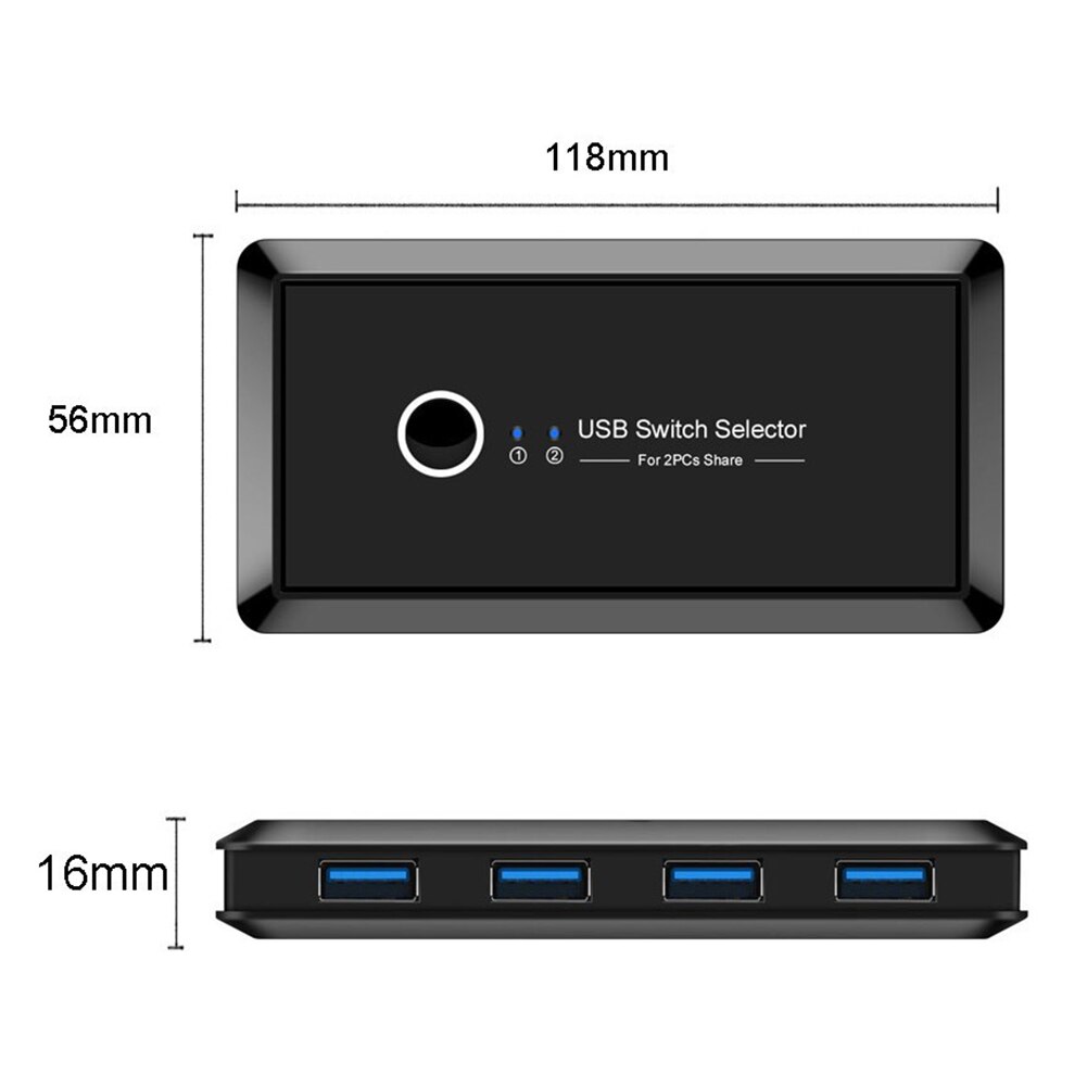 Usb 3.0 kvm switch box 2 stk deler 4 enheder usb switcher til tastatur mus printer monitor pc computer desktop tilbehør