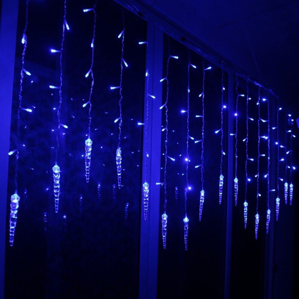 Waterproof Outdoor Christmas Ice Piton LED String lights Flashing Lights Curtain Lights Party Connectable Wave Fairy Light D30: Blue / UK Change Over Plug
