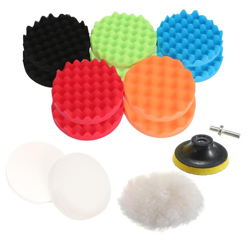 Juego de esponjas de pulido para coche, Kit de herramientas con adaptador de taladro, 19 piezas y 80mm, para encerar y pulir automóviles