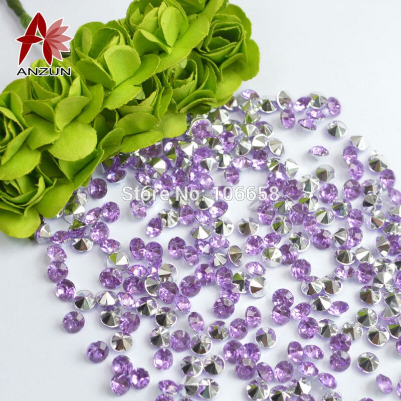 1000 st 4.5 mm bröllopsfest dekoration diamant konfetti bord scatters dekoration akryl kristaller blå med silver: Silver ljuslila