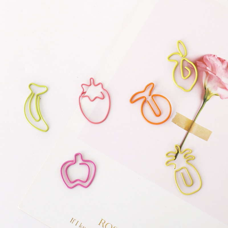 TUTU 30pcs/lot Kawaii fruit Shaped Metal Paper Clip Bookmark Stationery School Office Supply Escolar Papelaria H0341