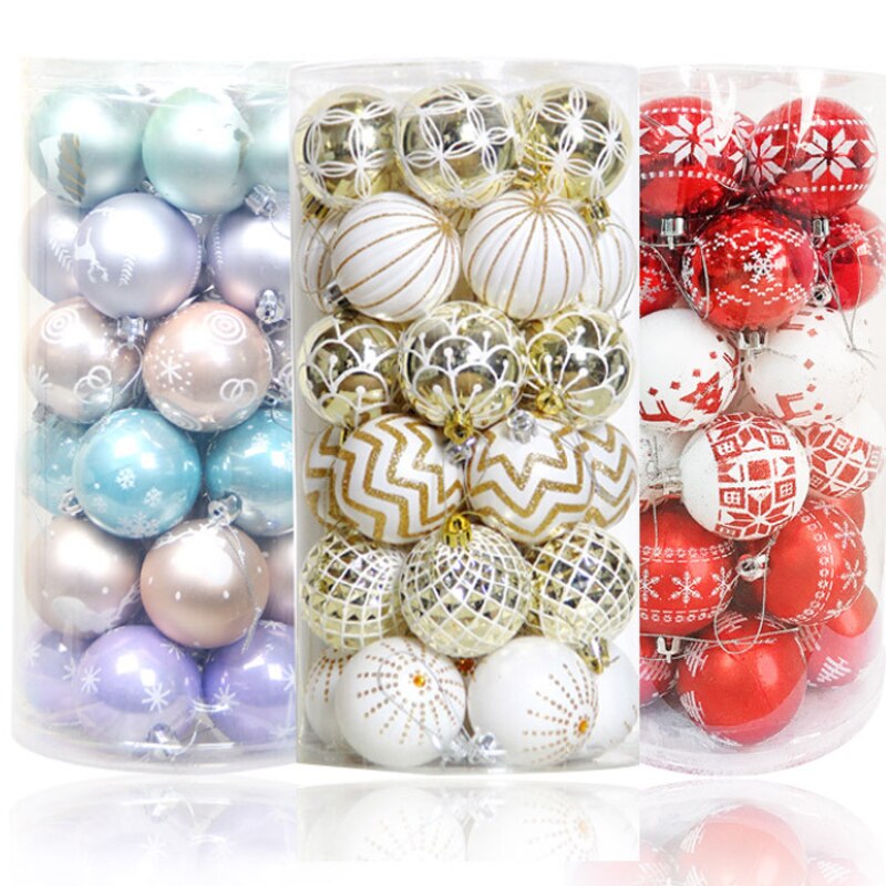 30pcs Painted Christmas Ball Ornaments 60mm Gold and White Painted Shatterproof Christmas Tree Pendant Party