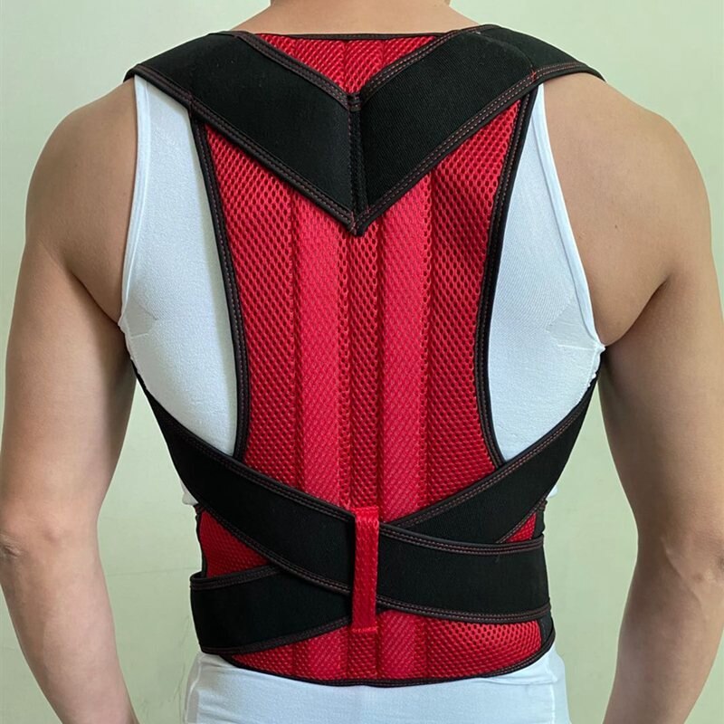 Corrector de postura para espalda, corsé negro ajustable para espalda, cinturón de Soporte Lumbar para cintura, Corrector recto Unisex, XS-5XL