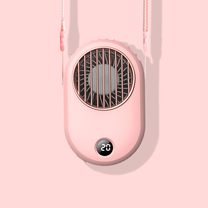 Hals hængende mini ventilator rejser udendørs bærbar ventilador desktop lille ventilator luftkøler sommer håndholdt ventilator ventilator: Lyserød