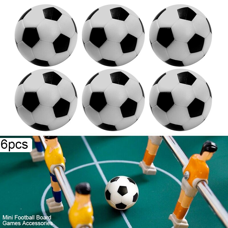 6 Pcs Mini Footballs Plastic Ball Table Top Soccer Game Replacement Black White BM88