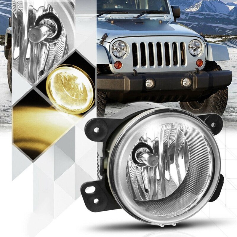 Front Bumper Mounted Fog Light Lamp for -18 Jeep Wrangler (JK) Cherokee -19 Dodge Journey Charger Left or Right