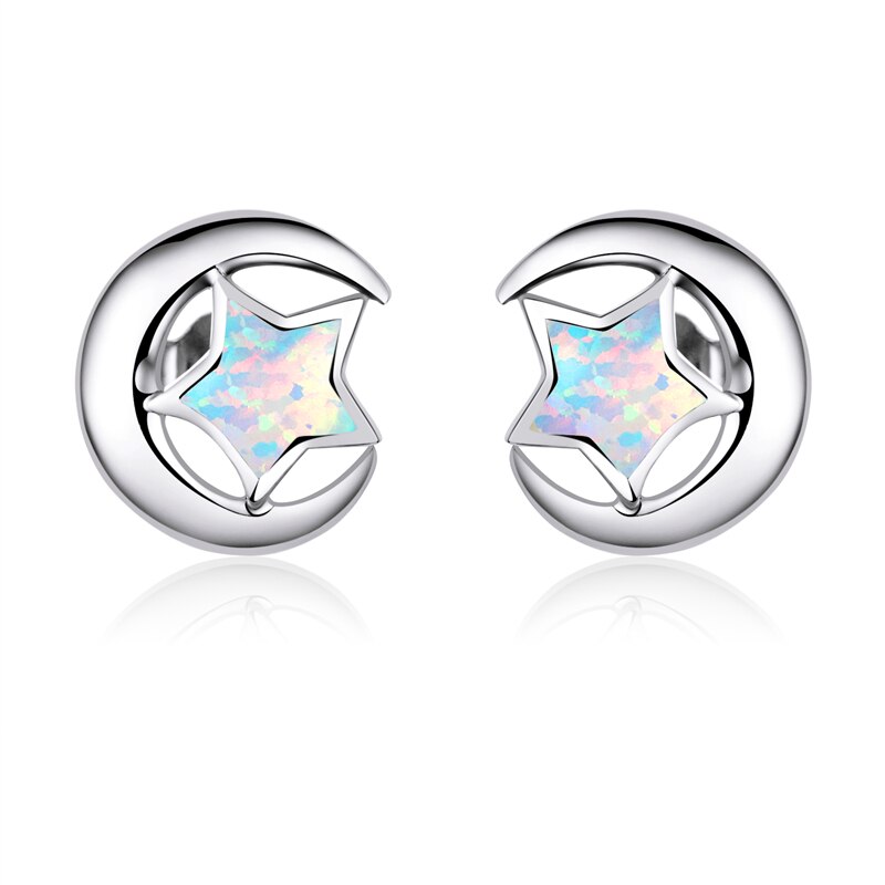 Wostu 925 Sterling Zilver Kleurrijke Star Opal Rose Gold Stud Oorbellen Voor Vrouwen Wedding Oorbellen 925 Sieraden CQE816-C: CQE816-A