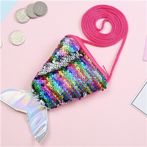Women Child Mermaid Coin Purse Sequins Wallet Earphone Package Bags 6 Colours: f