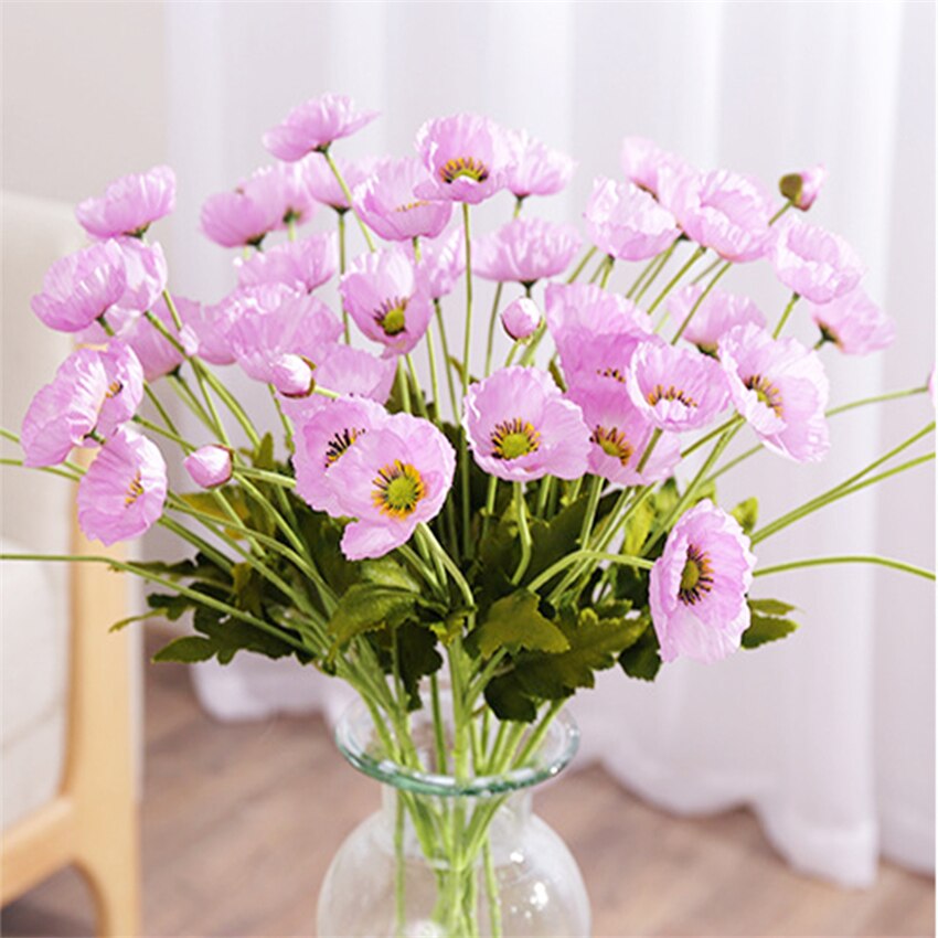 4 Heads/Tak Poppy Zijde Kunstbloemen Partij Decoratie Bloemstuk Bruidsmeisje Boeketten Lange Stem Voor Home Decor