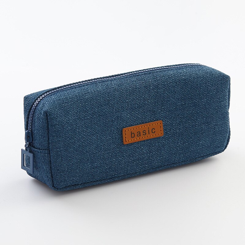 pencil cases Korean Stationery canvas pencilcase kawaii Big bag estuche material escolar piorniki trousse school supplies cute: Dark blue
