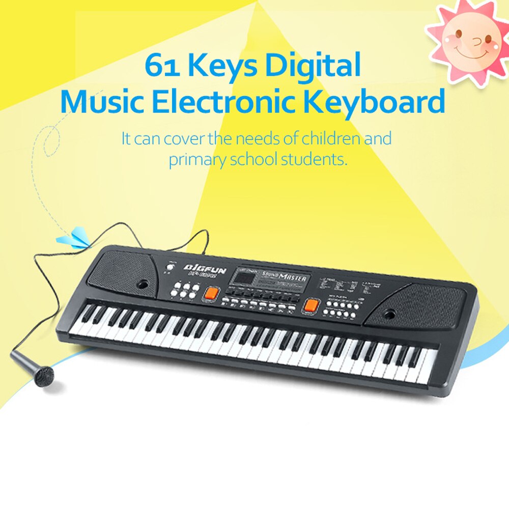 61 Keys Digital Music Electronic Keyboard Multifunctional Electric Piano for Piano Student with Microphone Musical Instrument